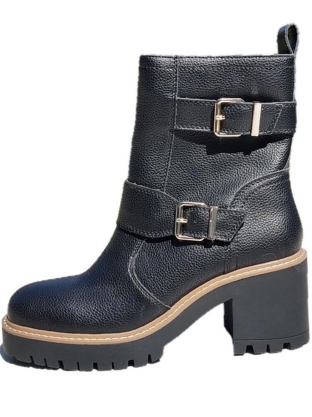 Blondo Waterproof Reno Black Leather Moto Combat Boots biker 8 NWOT